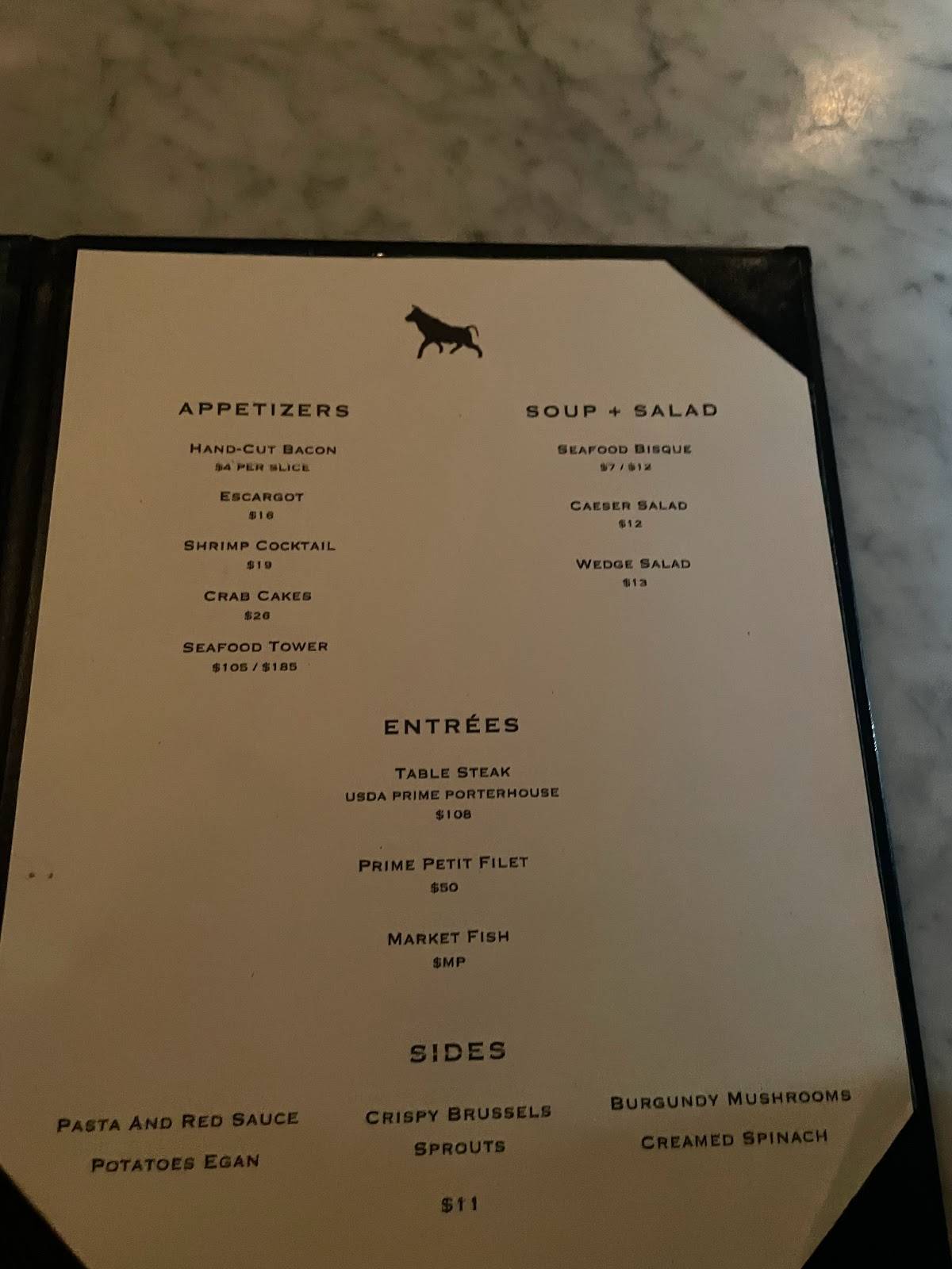 Menu at Bull In The Alley pub & bar, Tulsa