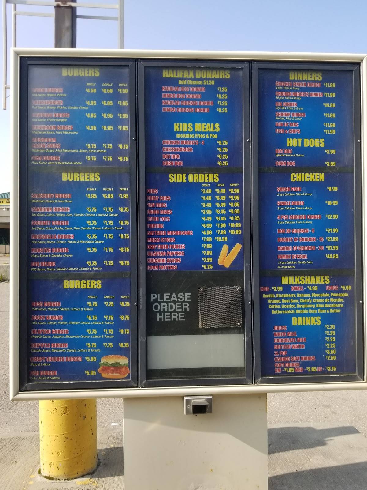 Menu at Burger Baron, Rocky Mountain House, 45 St