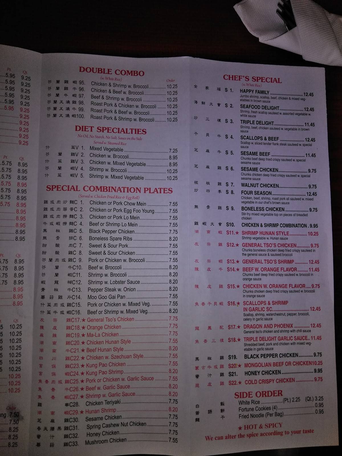 Menu at Chen's Kitchen restaurant, Burgettstown