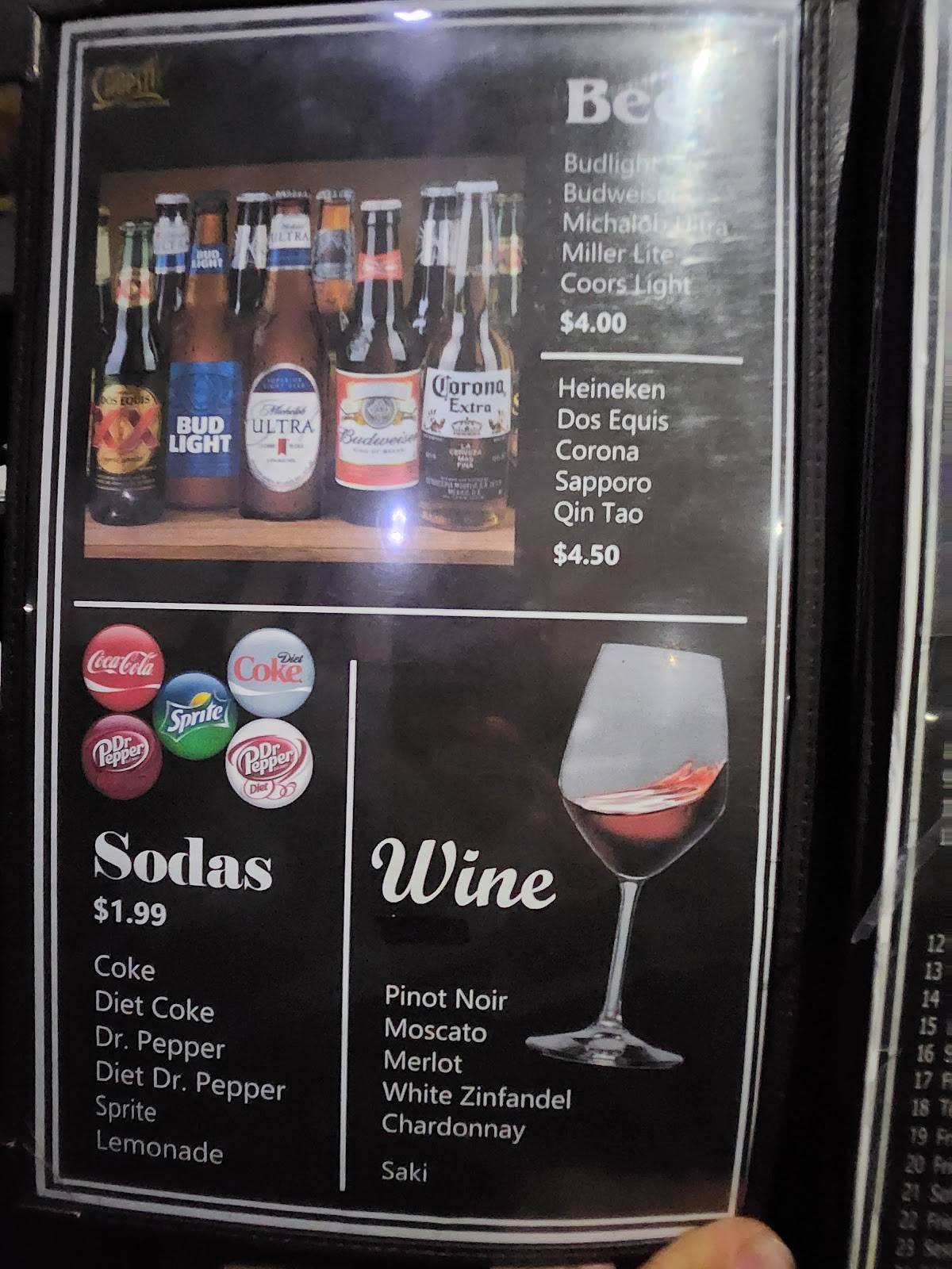 Menu at CHOPSTIX restaurant, Kingsville