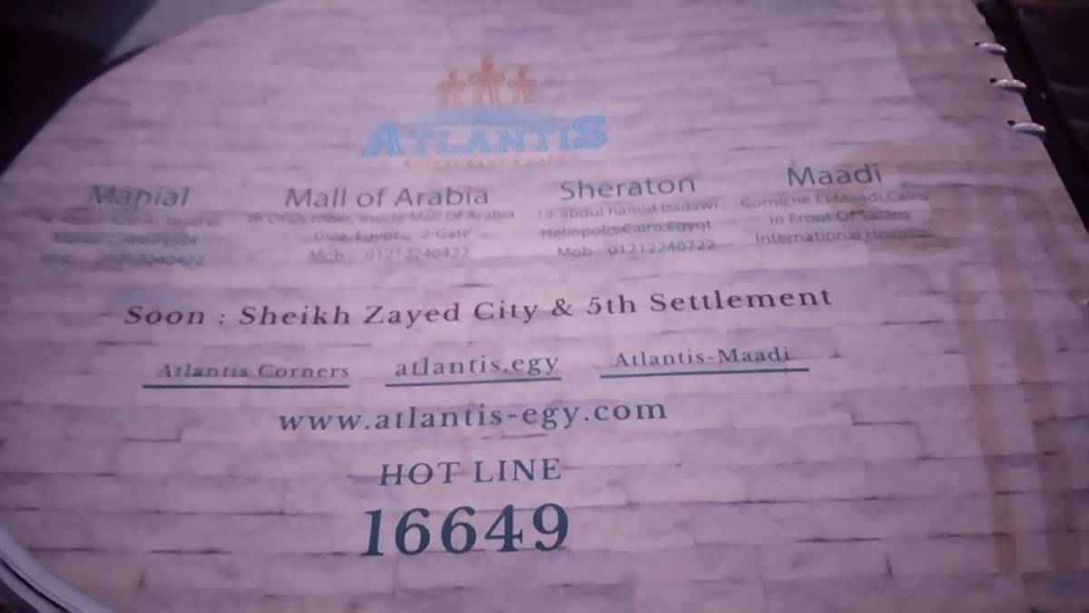 Menu au Atlantis Corners Restaurant & Cafe, Le Caire, Abdulaziz Al Saud