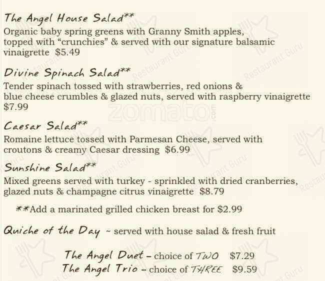 Menu at Chocolate Angel Cafe & Tea Room, Richardson