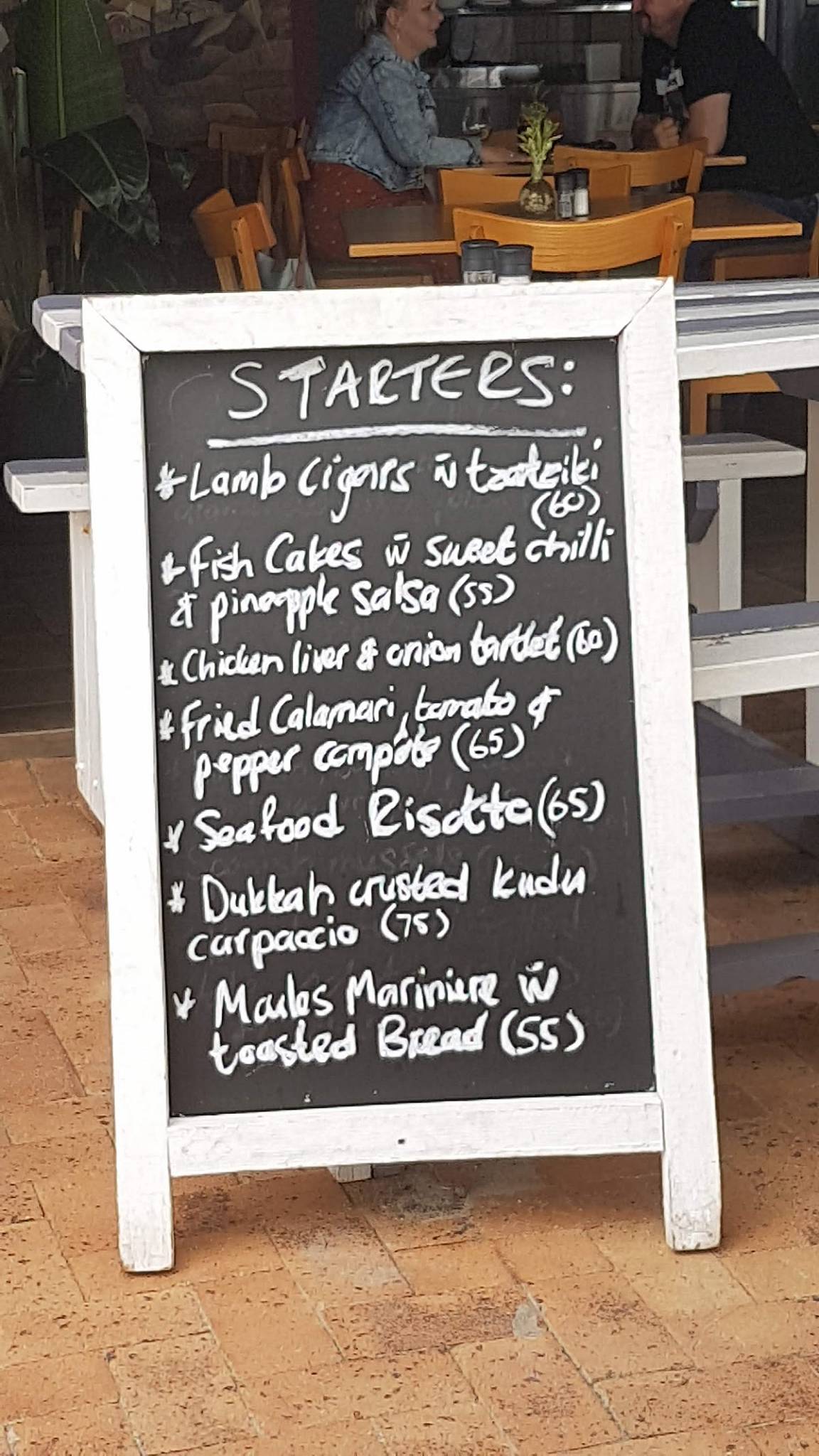 Menu at Café Zest restaurant, Cape Town, 75 Beach Rd