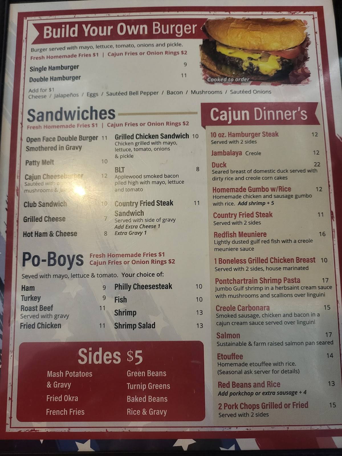 Menu at Cajun Bar and Grill, Ruston