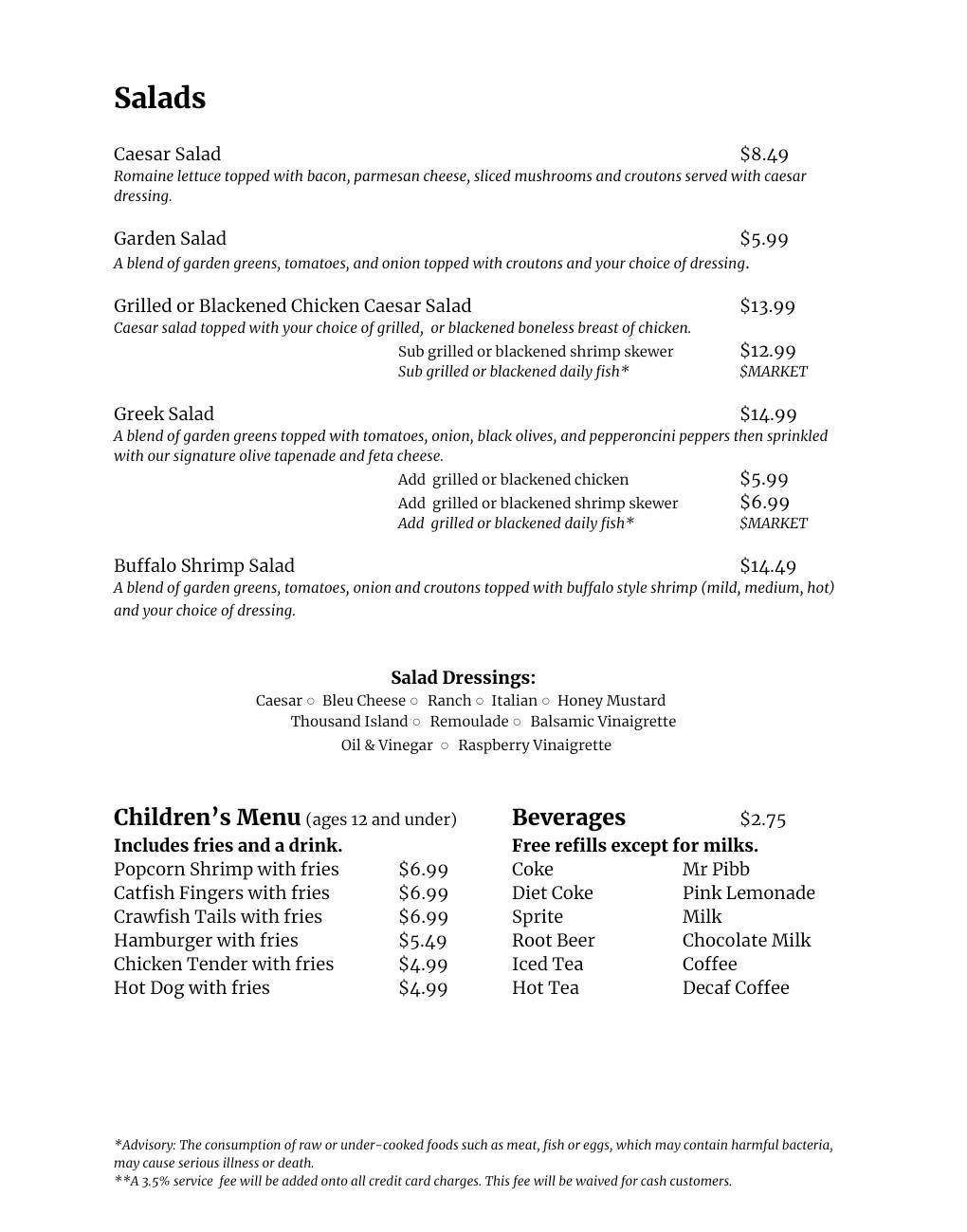 Menu at Cajun Depot Grill restaurant, Ellijay
