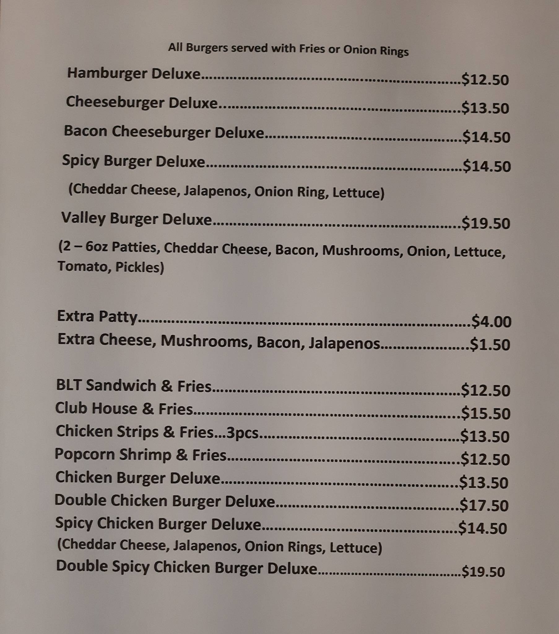 Menu at Carbon Valley Hotel pub & bar, Carbon