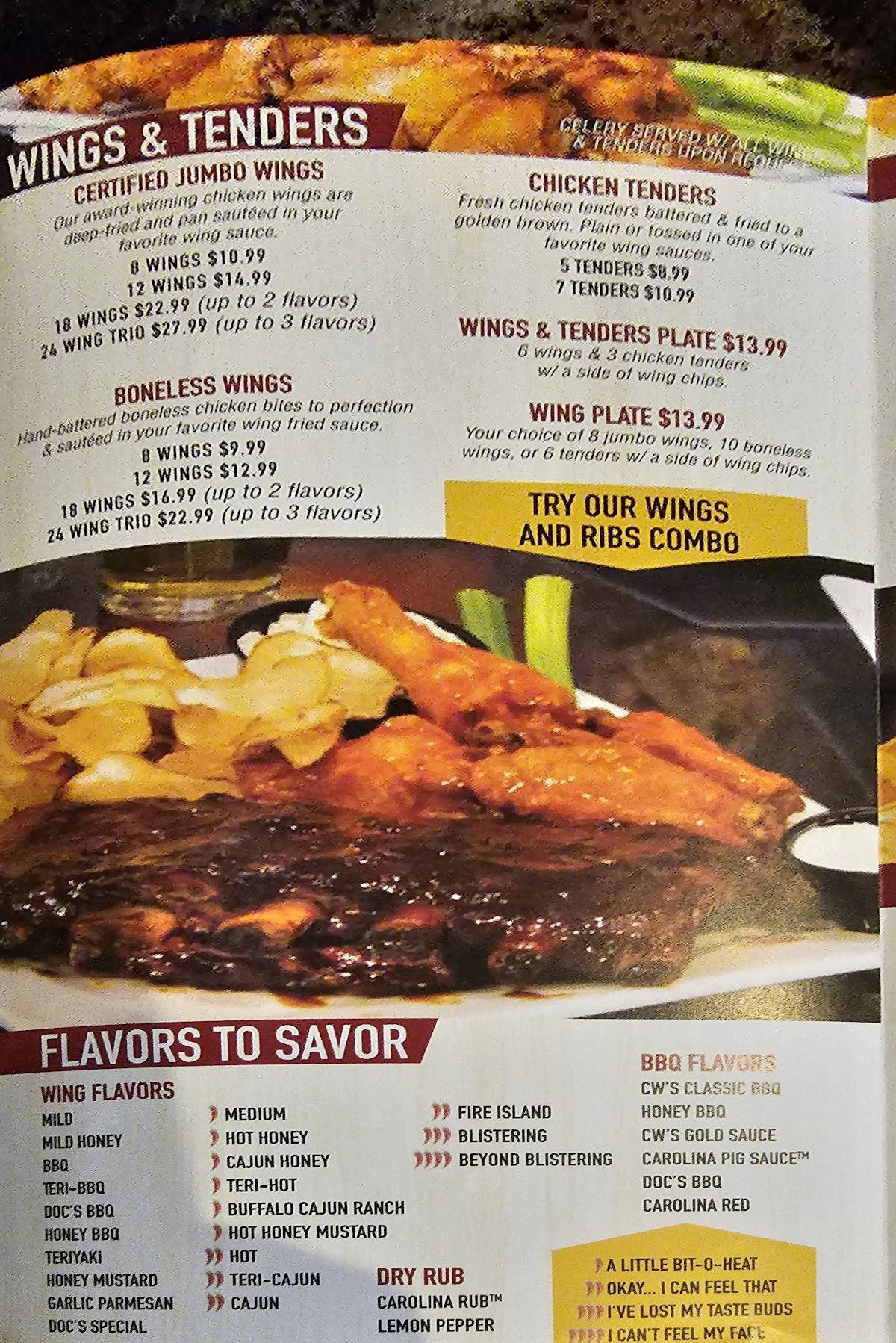 Menu at Carolina Wings & Rib House restaurant, Lexington, S Lake Dr
