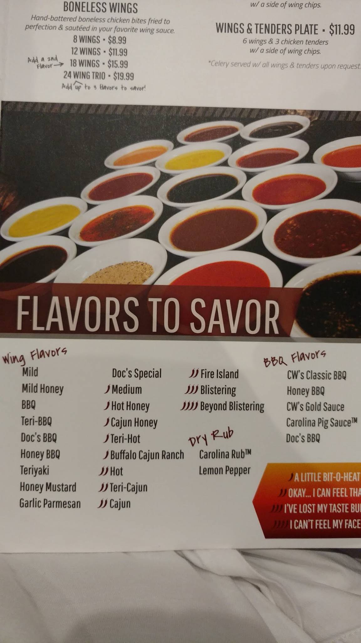 Menu at Carolina Wings & Rib House restaurant, Lexington, S Lake Dr