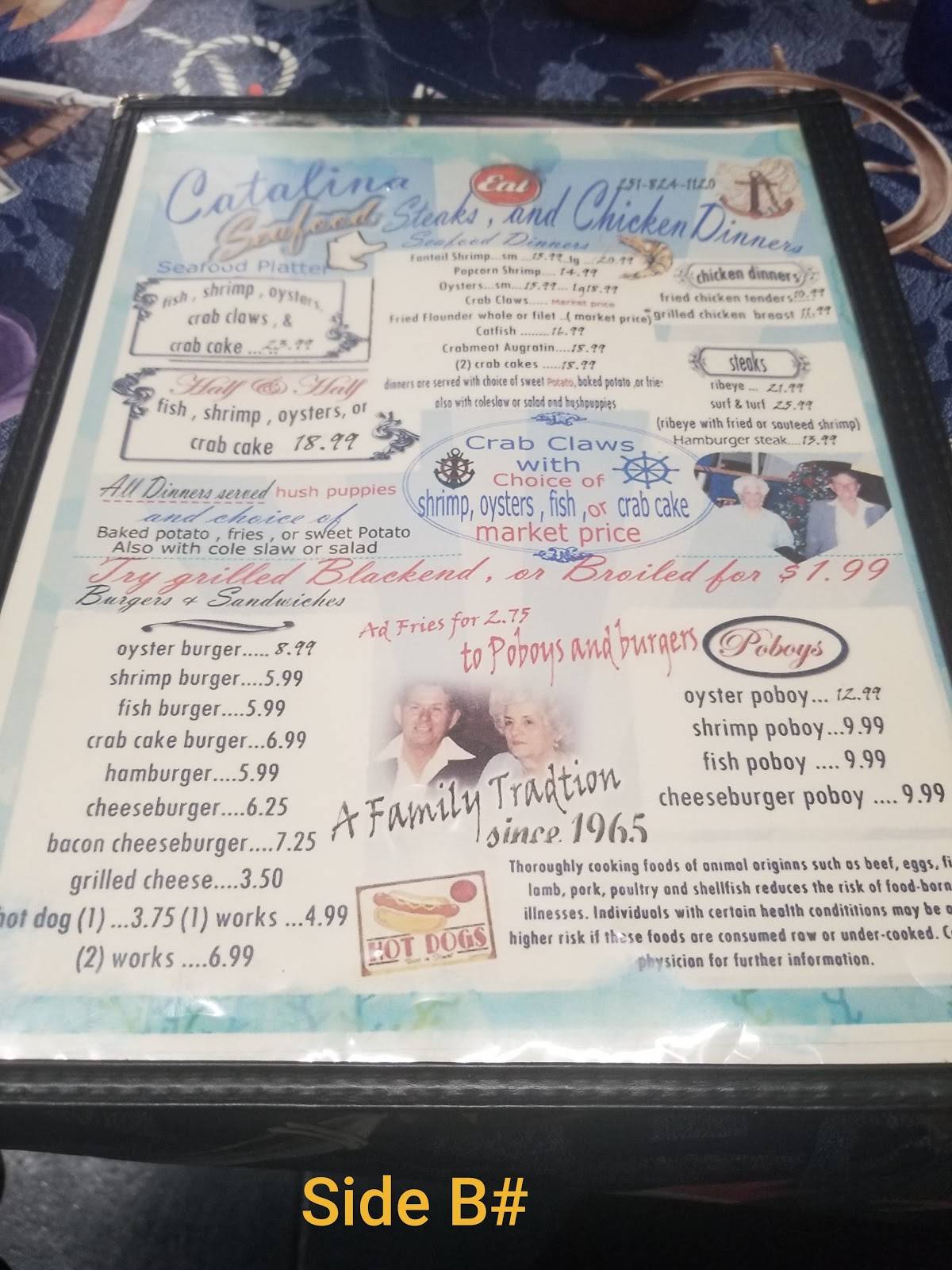 Menu at Catalina Restaurant, Bayou La Batre