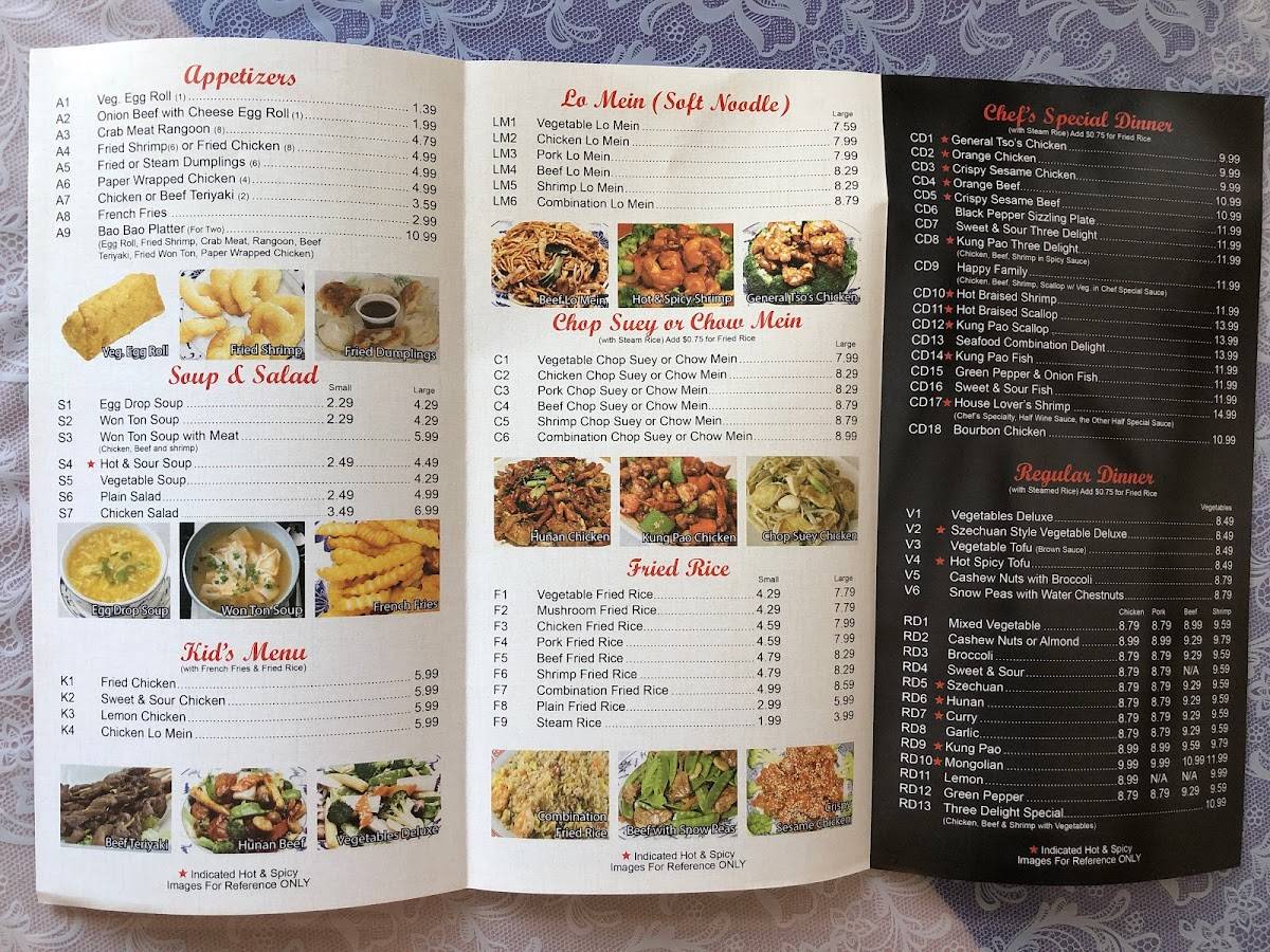 Menu at Chef Peng Chinese Restaurant, Garrett