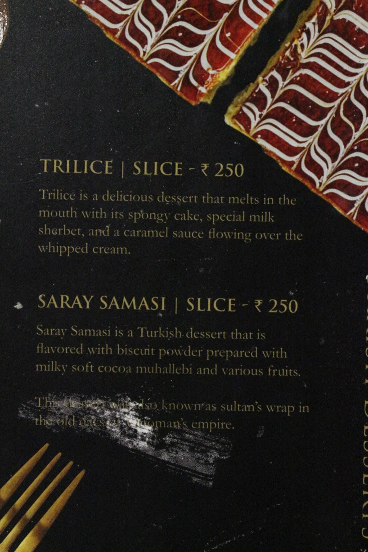 Menu At Ottomans Turkish Baklava K Nefe Chennai