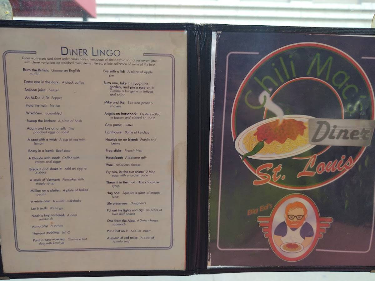Menu at Chili Mac's Diner restaurant, St. Louis, 510 Pine St