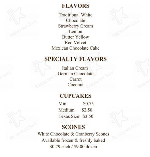 Menu at Chocolate Angel Cafe & Tea Room, Richardson