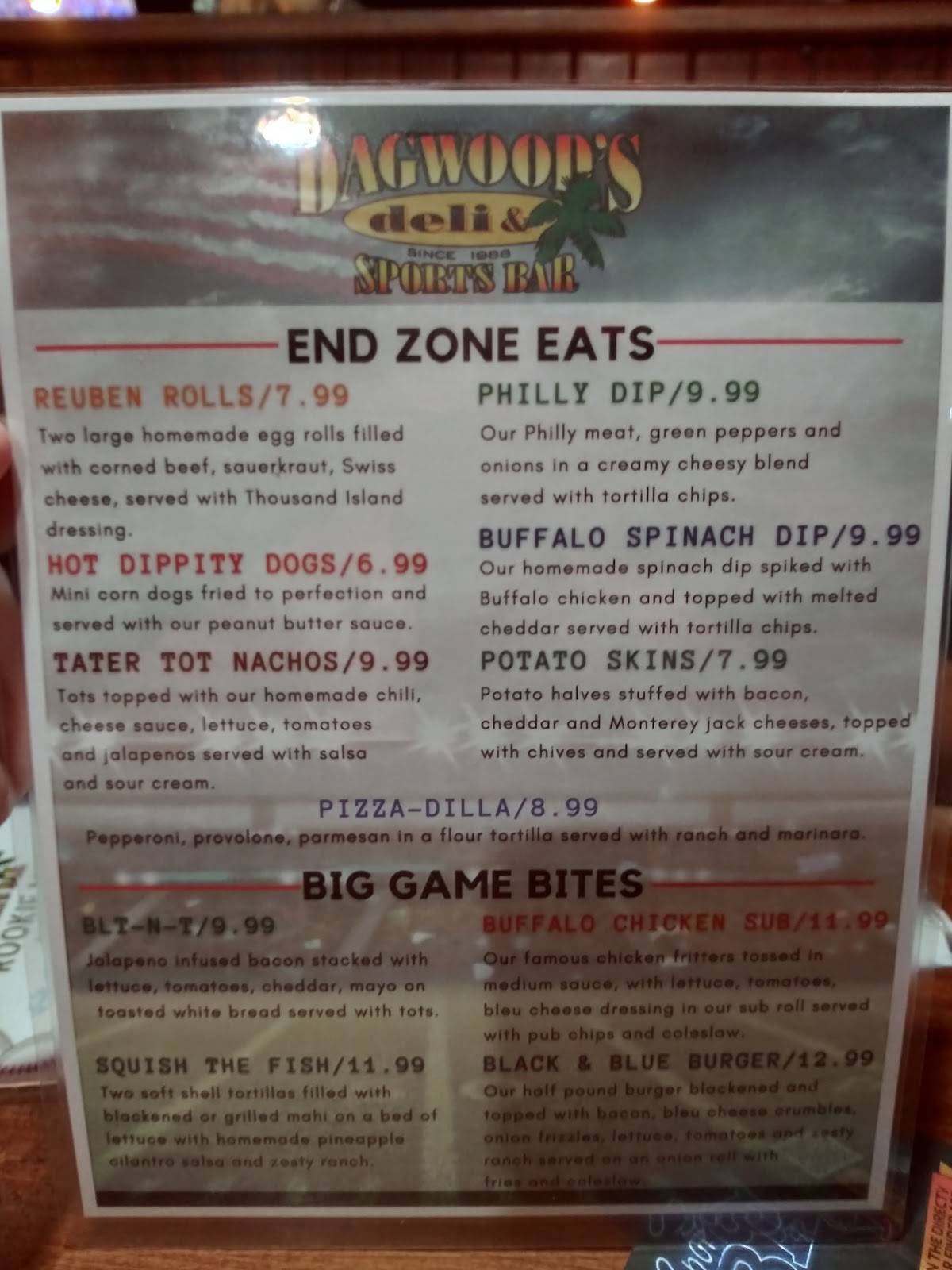 Menu at Dagwood's Deli & Sports Bar, Surfside Beach
