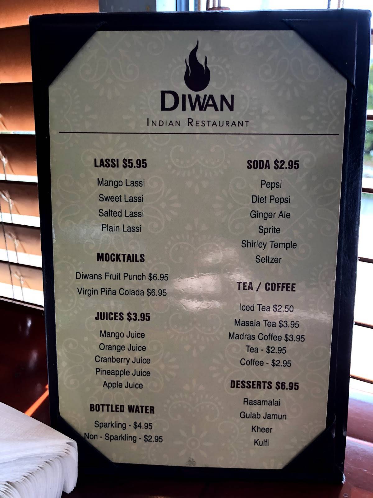 Menu at Diwan Indian Restaurant and Bar, Hicksville