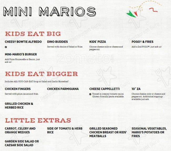 East Side Mario's меню