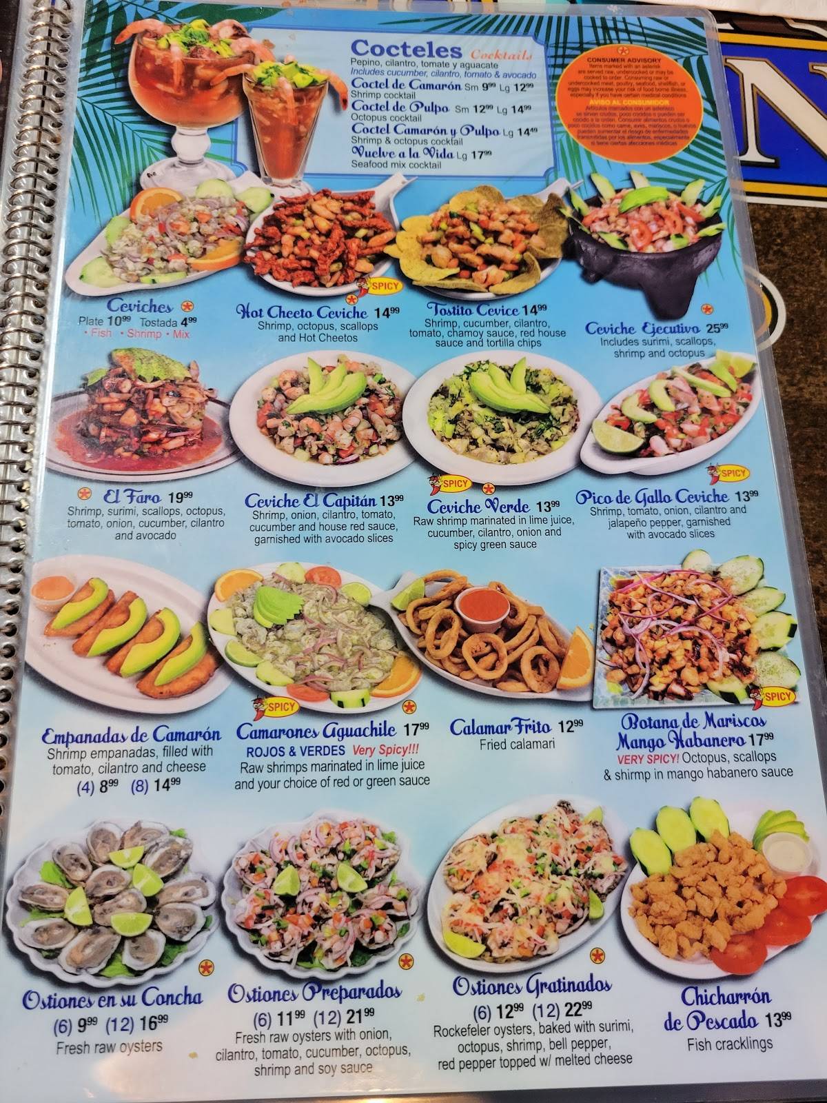 Menu at El Capitan restaurant, Hobart
