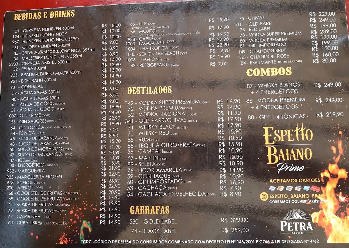 Menu Em Espetto Baiano Prime Restaurante Salvador