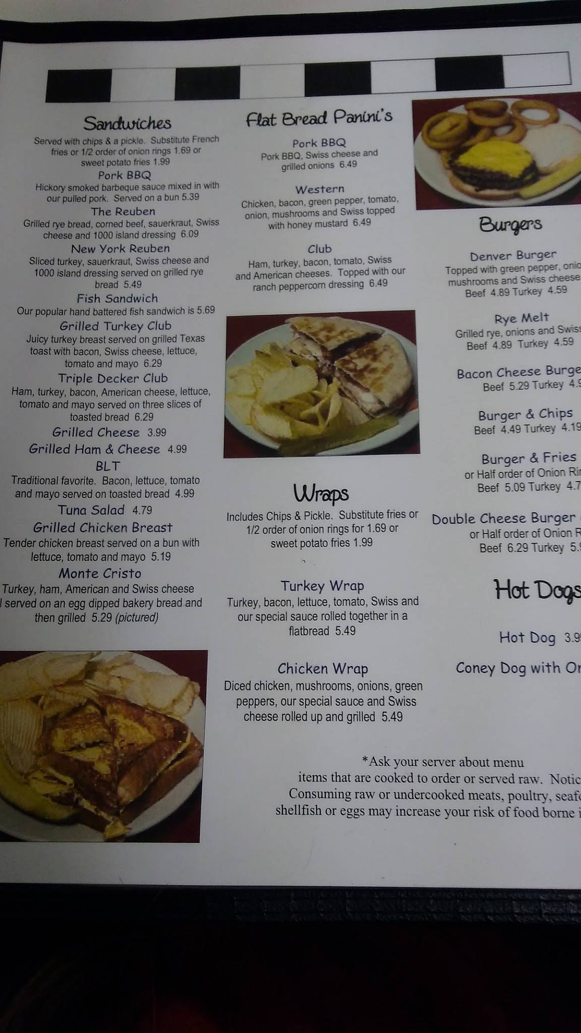 Menu at Finish Line Family Restaurant, Hillsdale