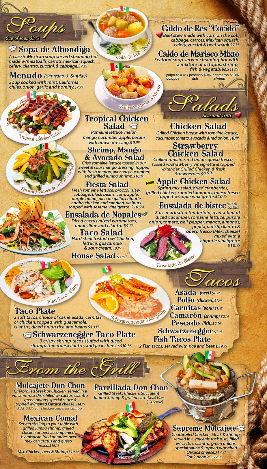 Menu at Fonda Don Chon restaurant, Rancho Cucamonga