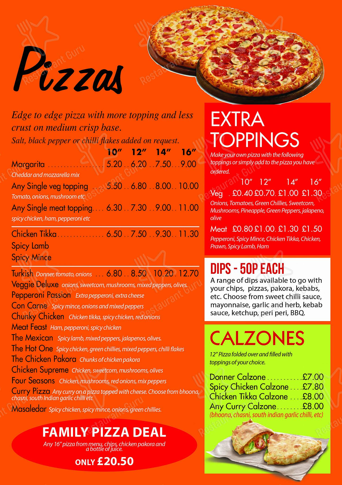 Menu at Kurry Korner fast food, Glasgow, 230 Smithycroft Rd