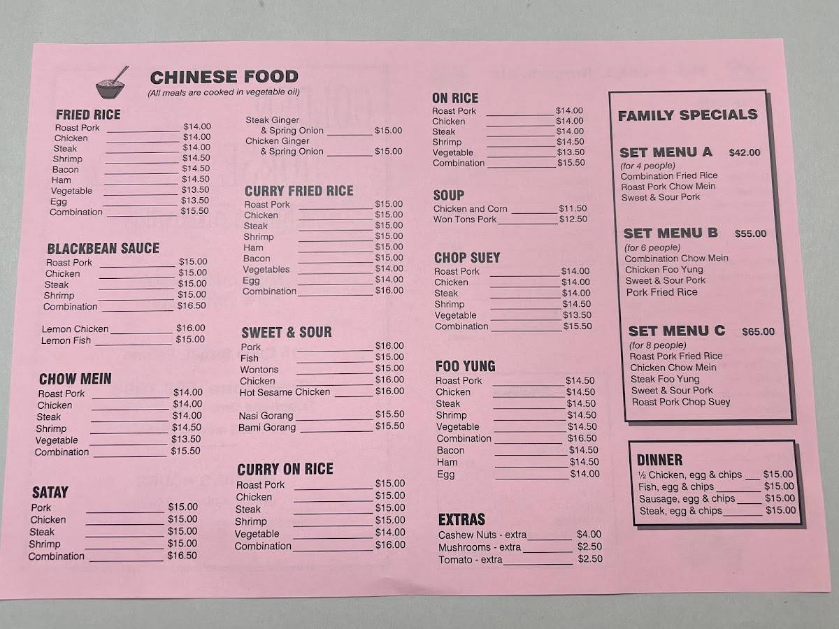 Menu at Golden Horse Takeaway restaurant, Lower Hutt