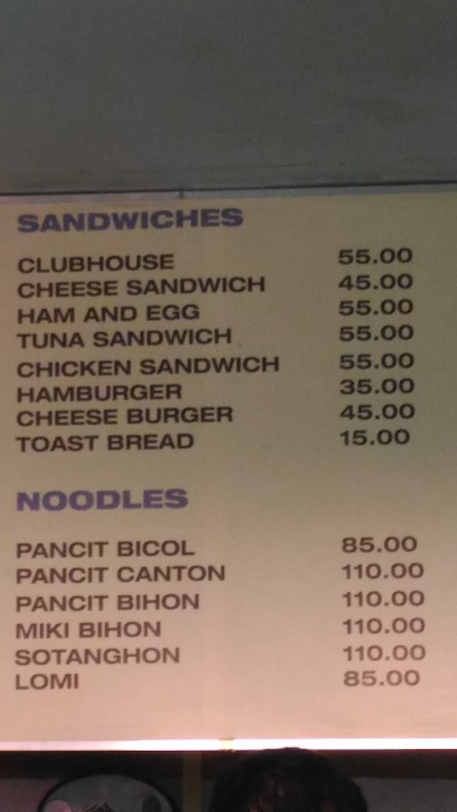Menu at Gotohan sa CAGSAWA restaurant, Daraga