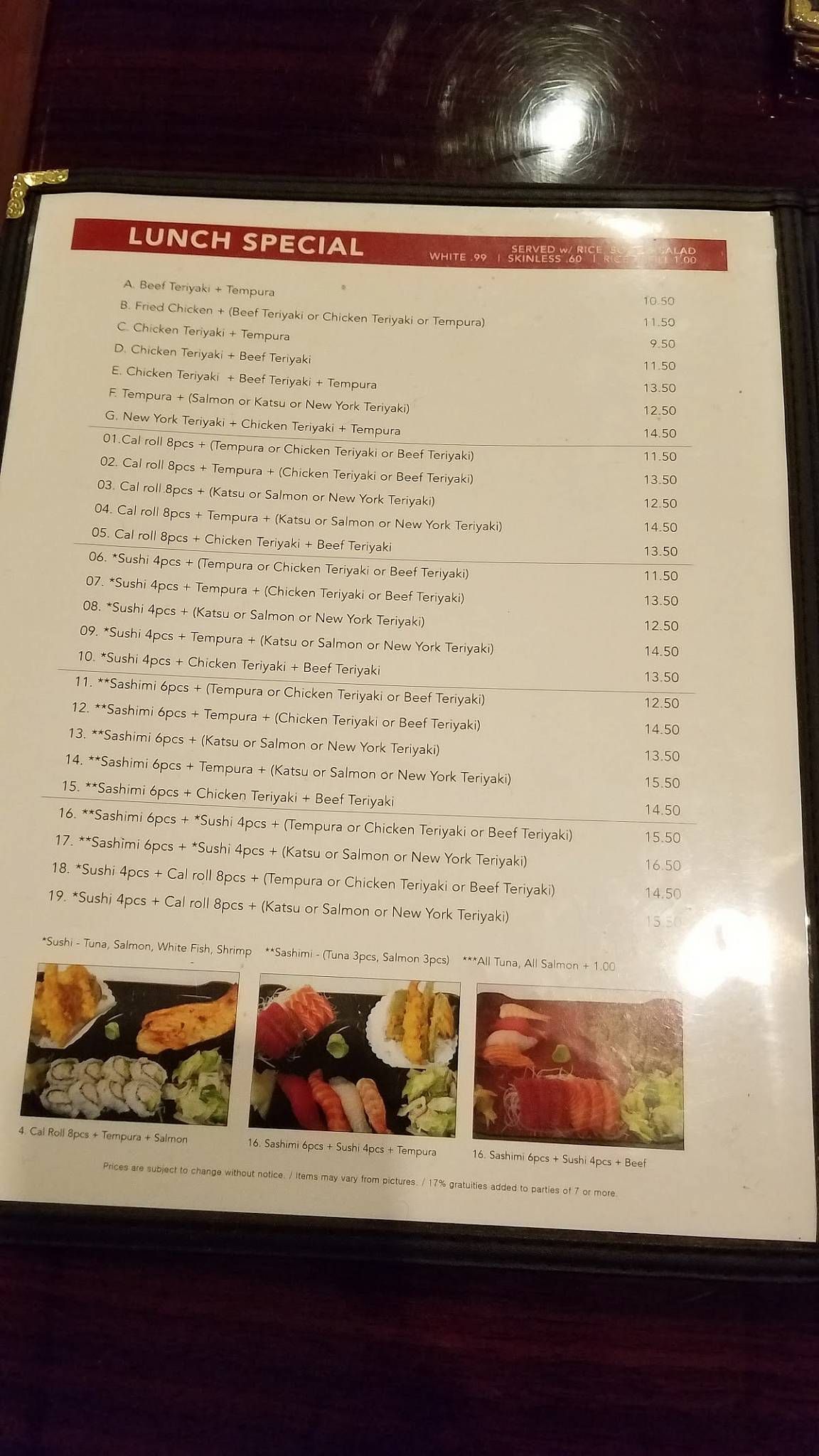 Menu at Tokyo Lobby Restaurant, Hacienda Heights