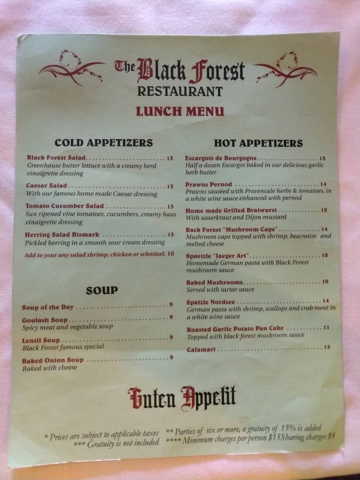 Menu at Black Forest Steak & Schnitzel House restaurant, Harrison Hot ...