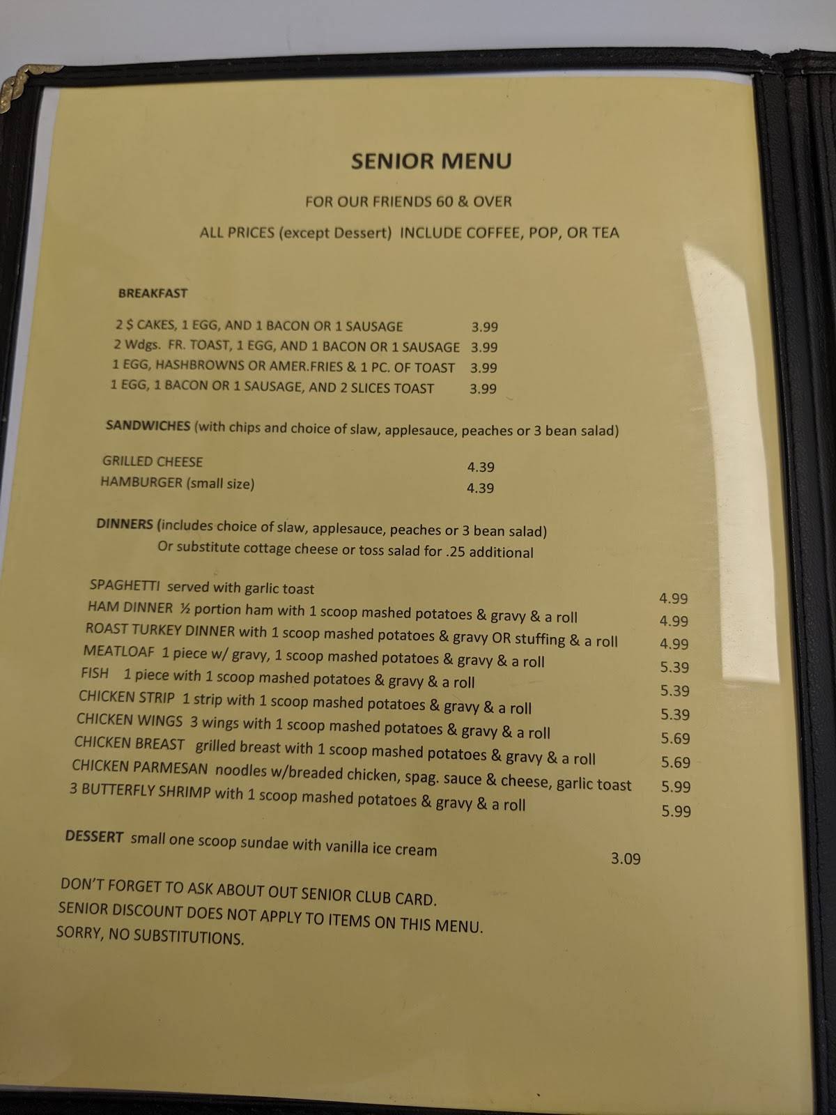 Menu at Finish Line Family Restaurant, Hillsdale