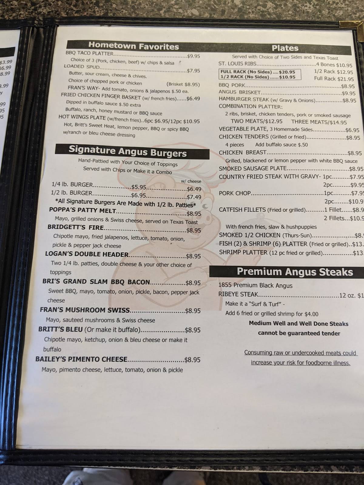 Menu at Hometown BBQ & Grill, Childersburg