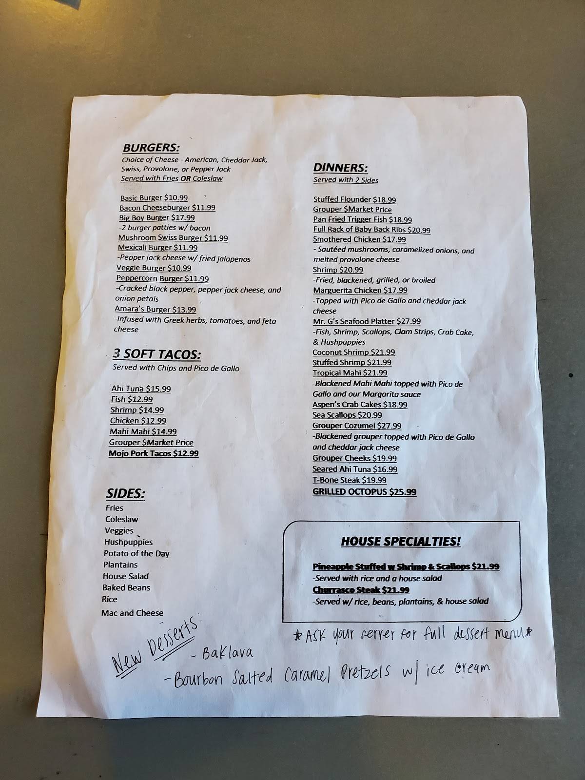Menu at Marguerita Grill pub & bar, Homosassa, W Halls River Rd