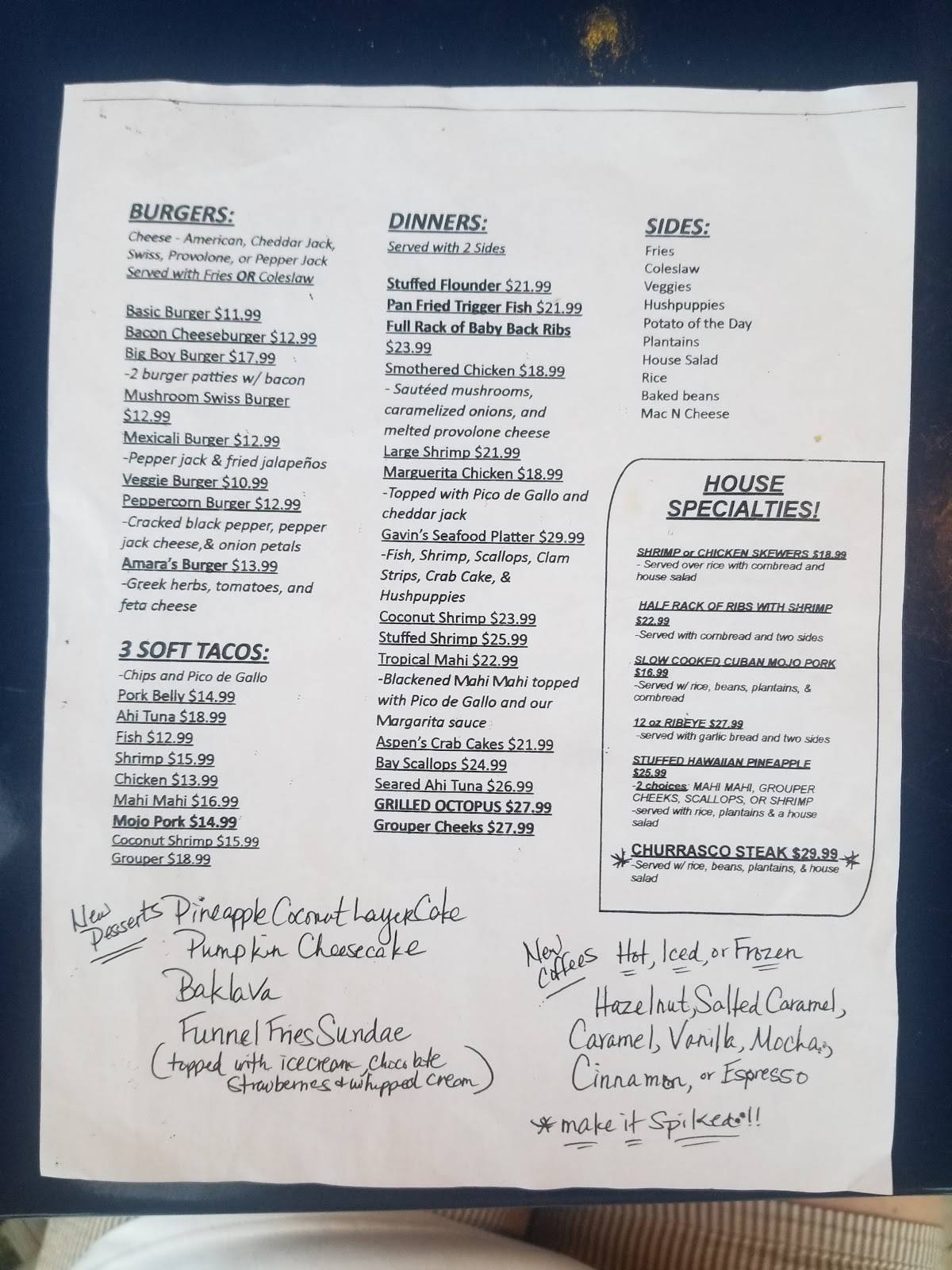 Menu at Marguerita Grill pub & bar, Homosassa, W Halls River Rd