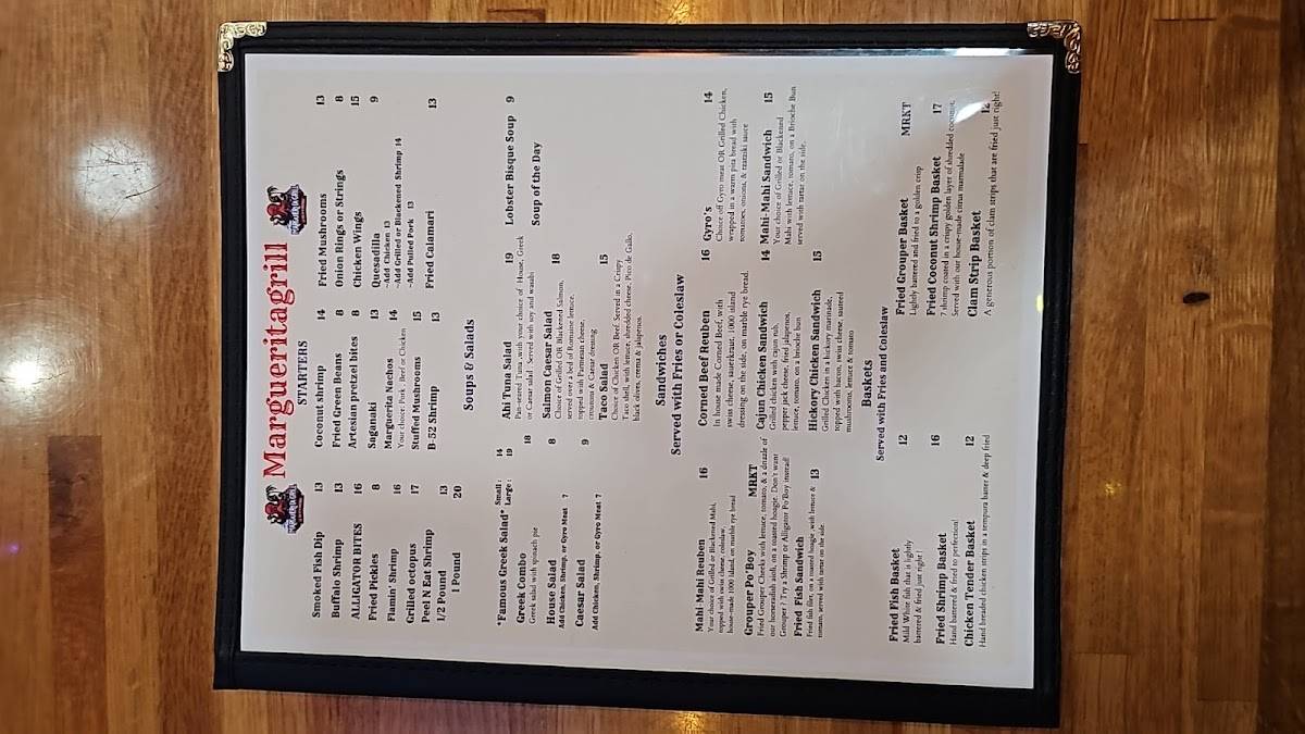 Menu at Marguerita Grill pub & bar, Homosassa, W Halls River Rd