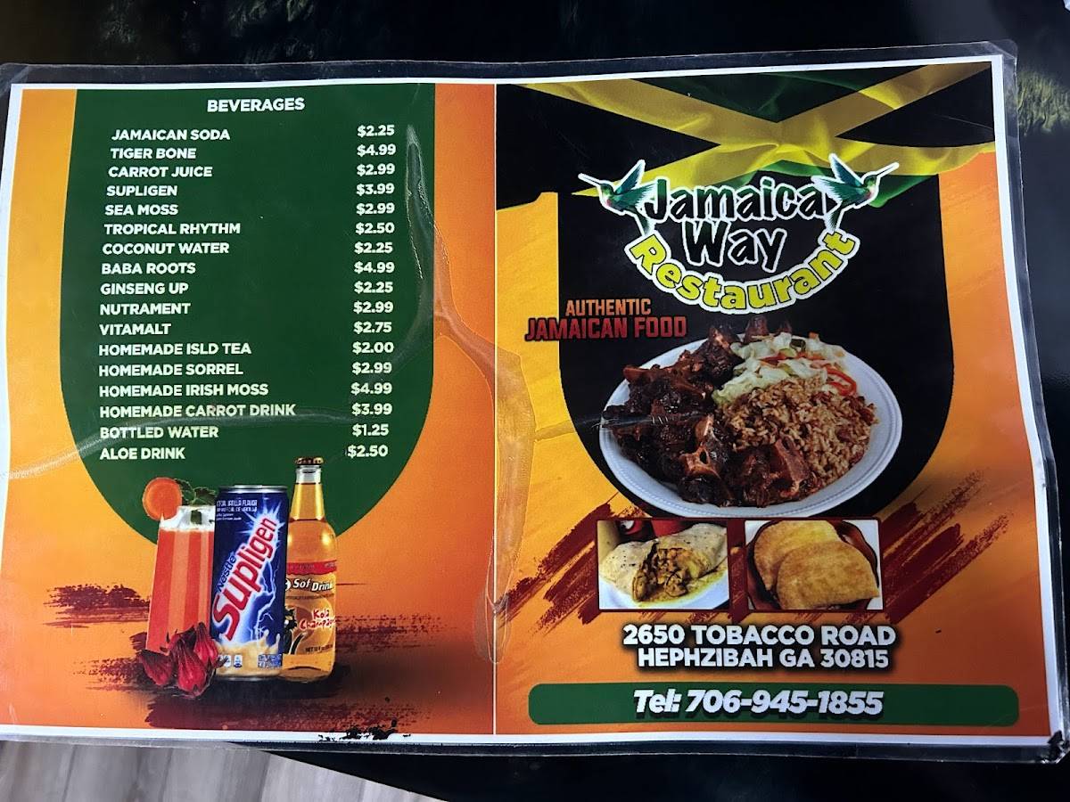 Menu at Jamaica Way restaurant, Hephzibah, Tobacco Rd