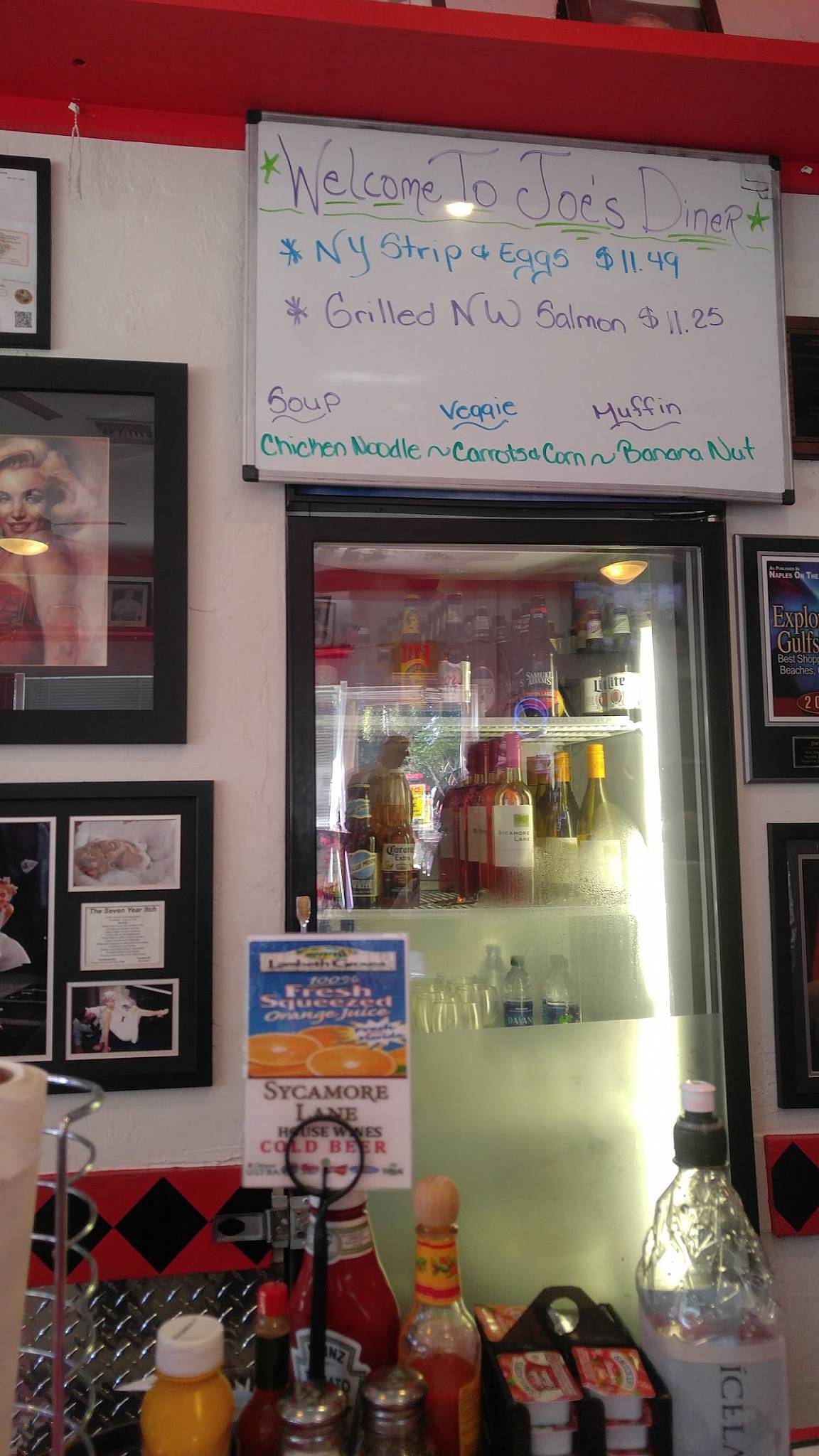 Menu at Joe's Diner cafe, Naples, Tamiami Trail N 14