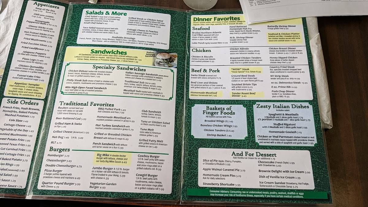 Menu at Kardohely's Family Restaurant, Ashtabula