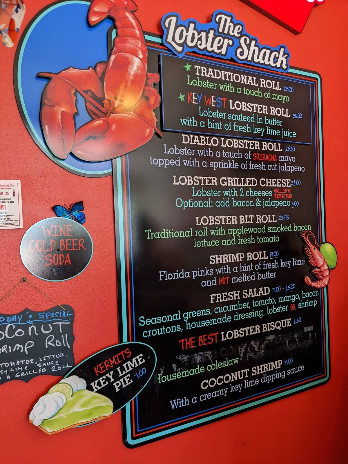 Menu at Lobster Shack Key West restaurant, Key West, 507 South St
