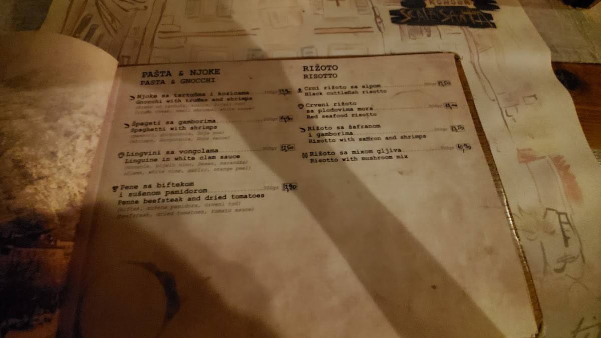 Menu at Konoba Scala Santa restaurant, Kotor