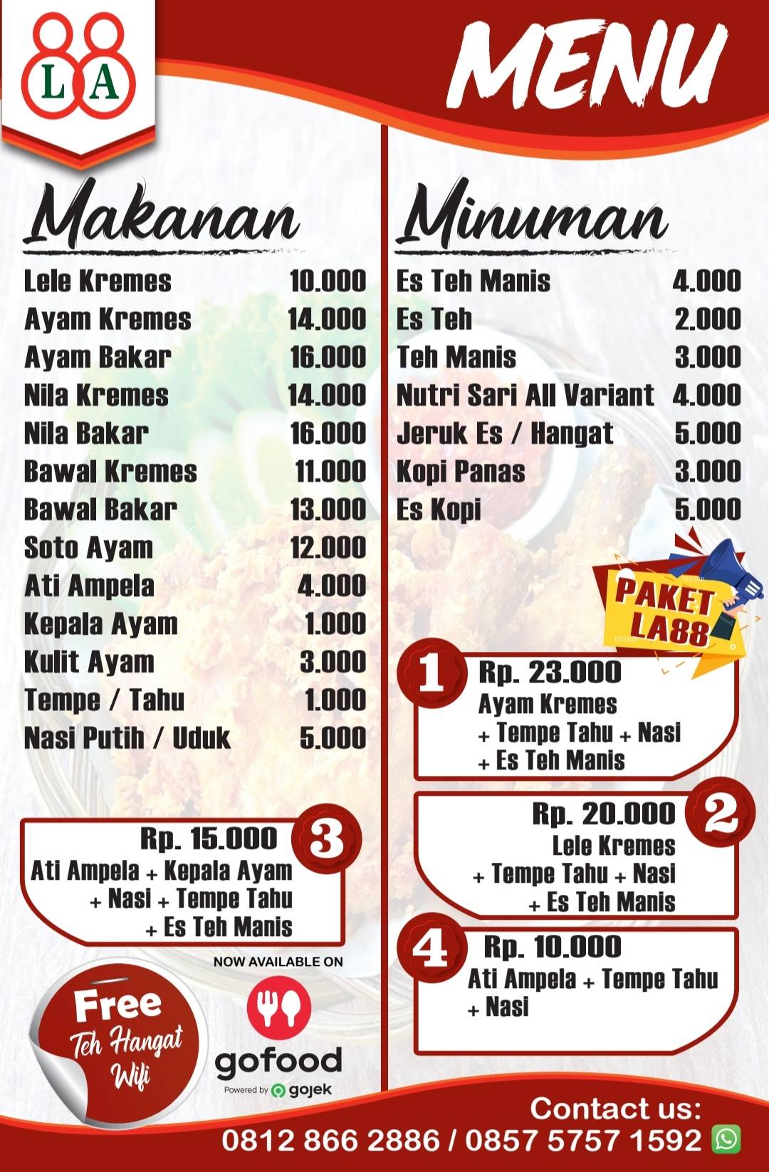 Menu At LA88 PECEL LELE Restaurant Tangerang