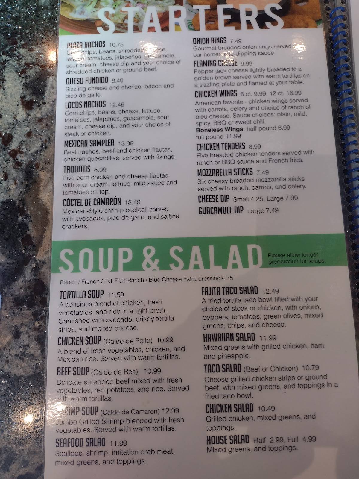 Menu at La Plaza F!esta restaurant, Madelia