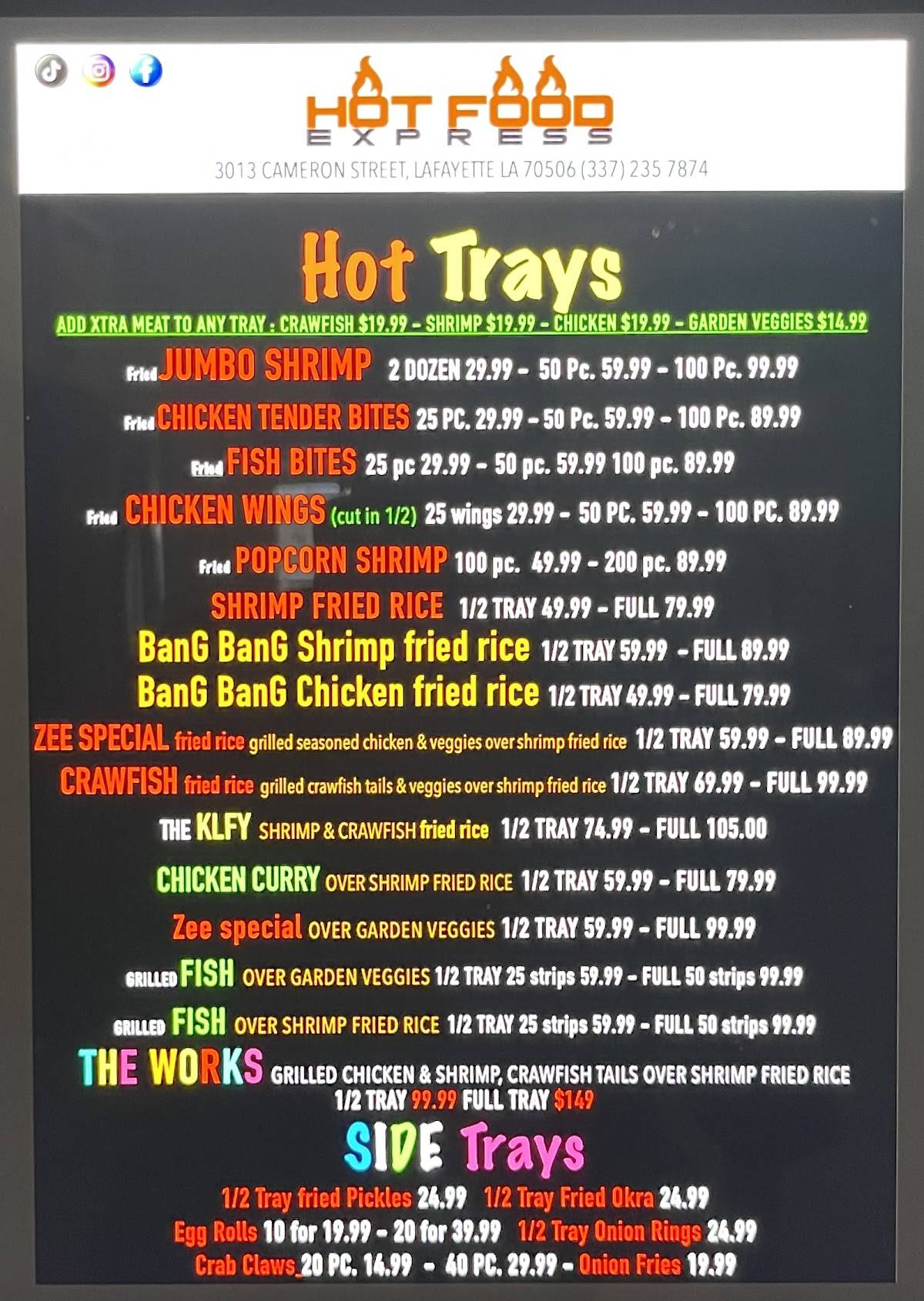 Menu at Hot Food Express pub & bar, Lafayette, Cameron St