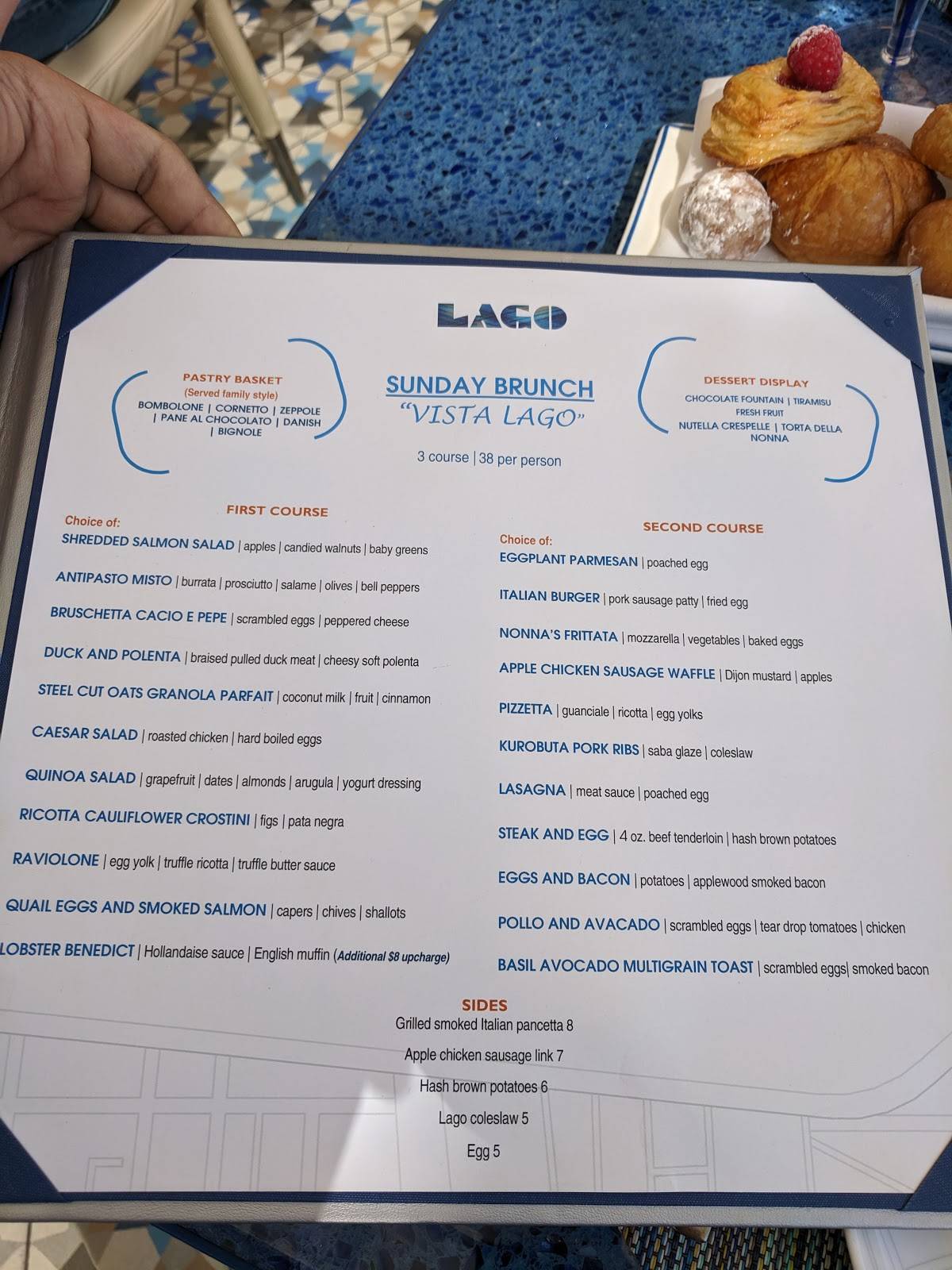 Menu at Lago restaurant, Las Vegas, 3600 S Las Vegas Blvd