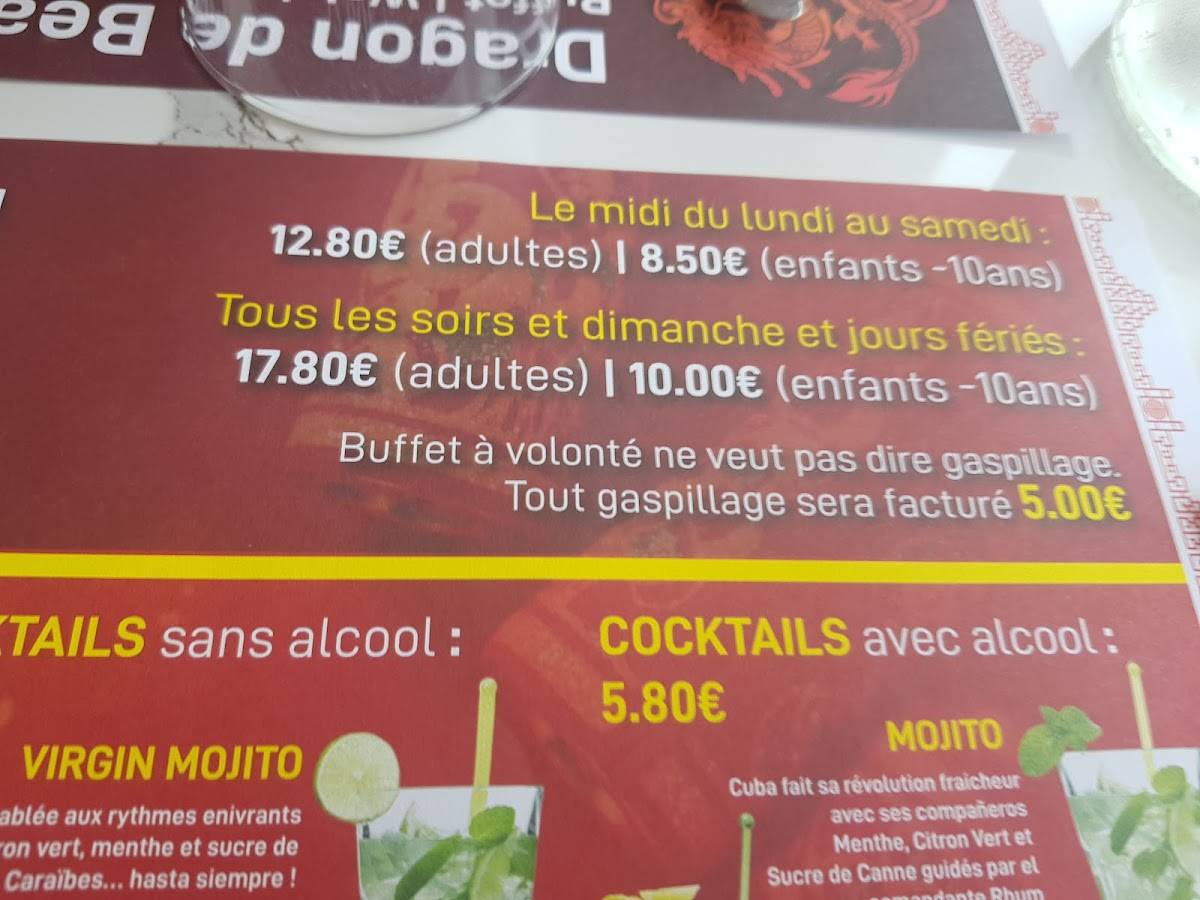 Menu De Le Dragon De Beaulieu