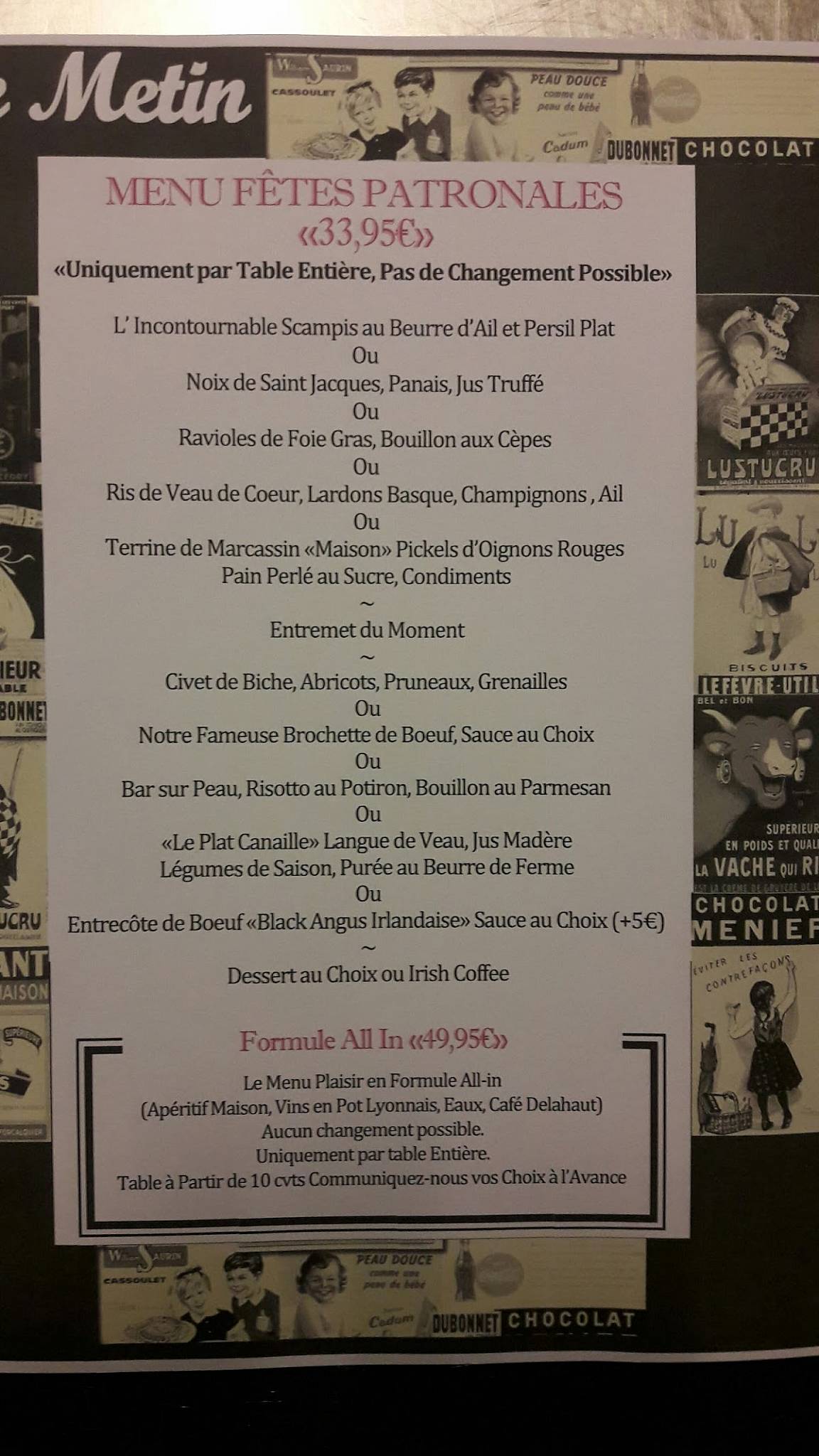 Menu au Le Métin, Mettet, Rue Albert 1er 123