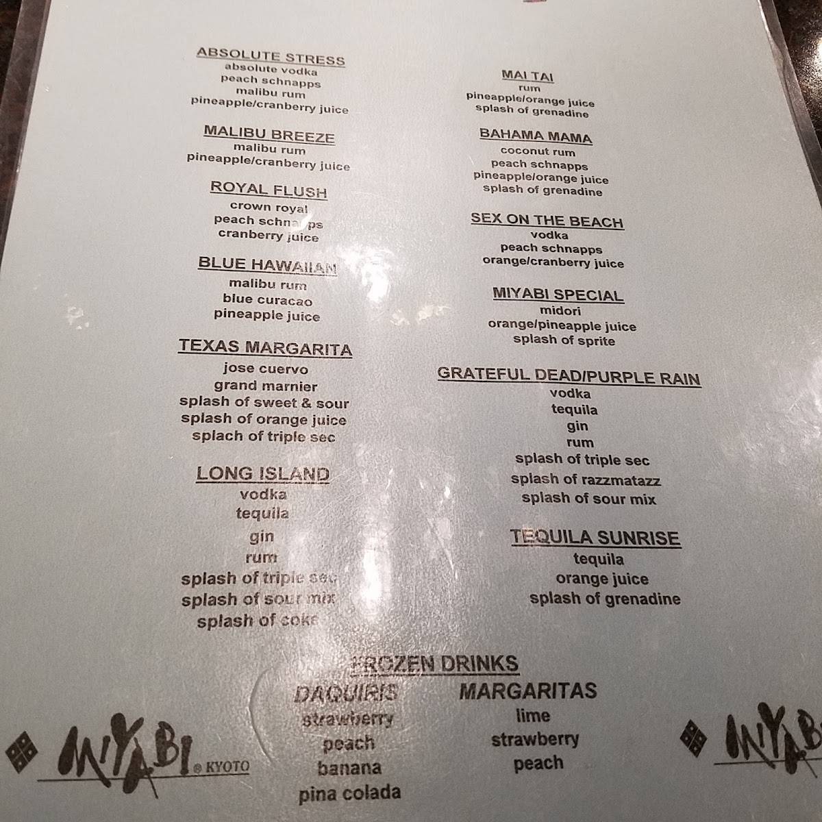 Menu at Miyabi Augusta restaurant, Augusta
