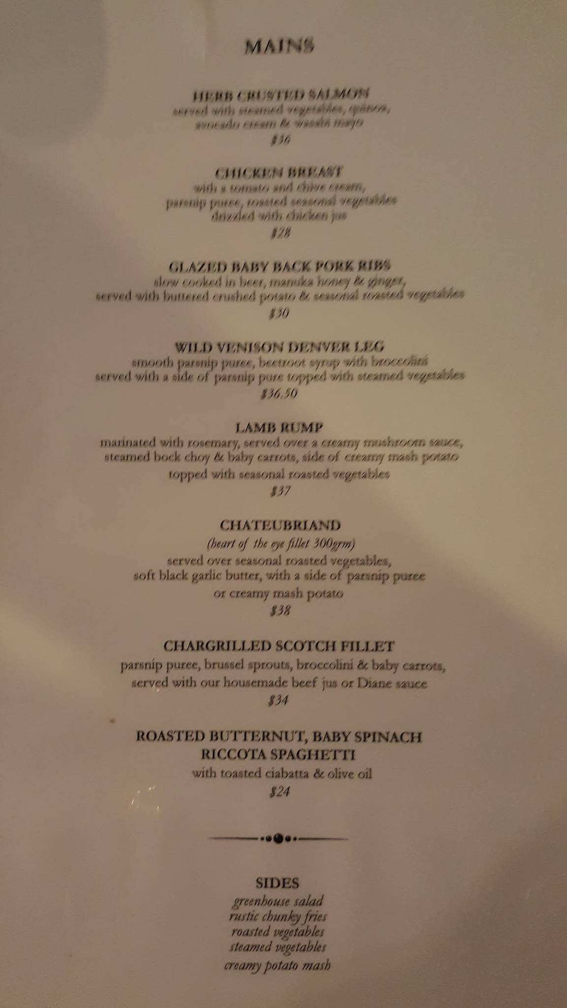 Menu at Mole & Chicken restaurant, Taupo