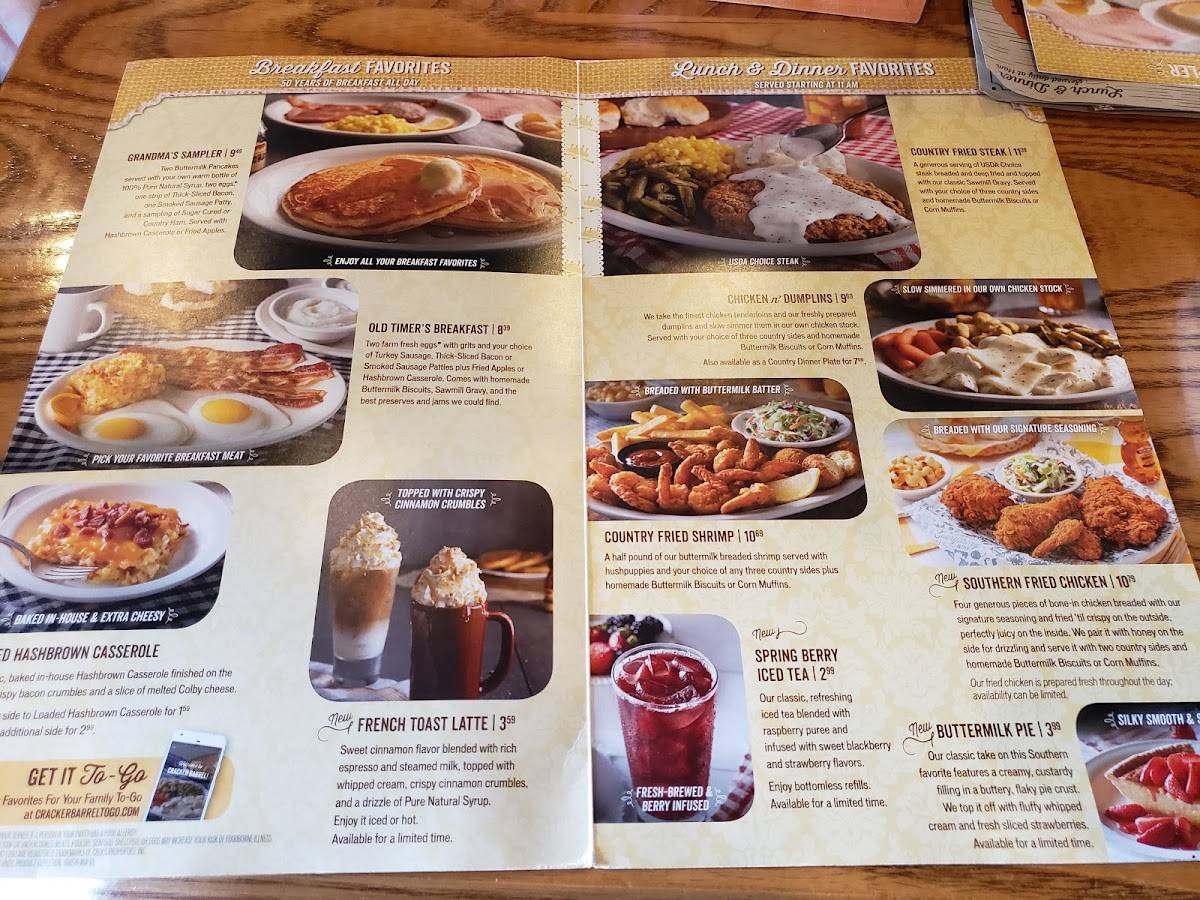 Menu at Cracker Barrel Old Country Store, Nampa