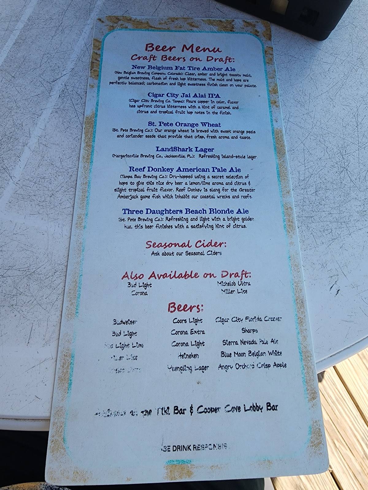 Menu at Mangos Restaurant & Tiki Bar, North Redington Beach