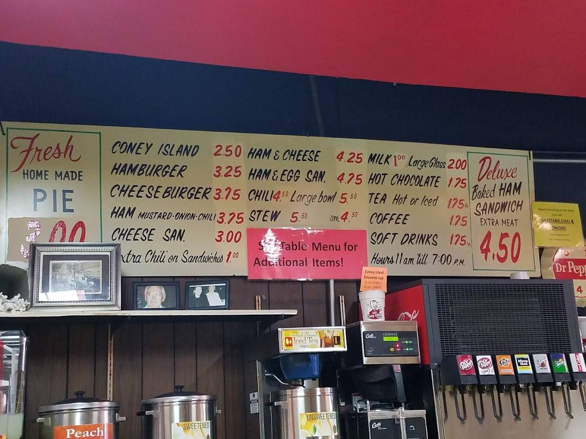 Menu at Coney Island Cafe, Pampa